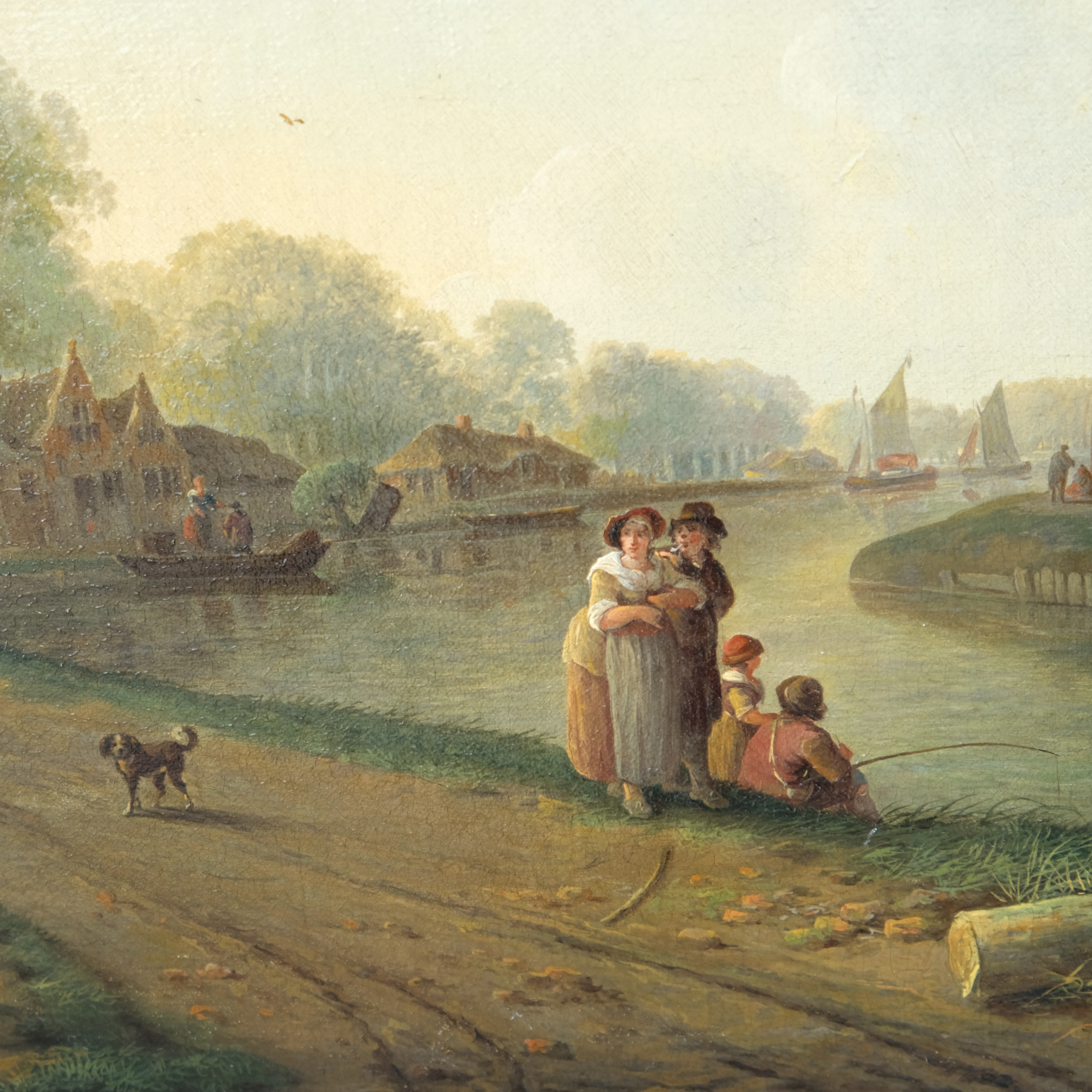 Andries Vermeulen 1763-1814 - Fishing on a summer day. - Oil on canvas - Detail