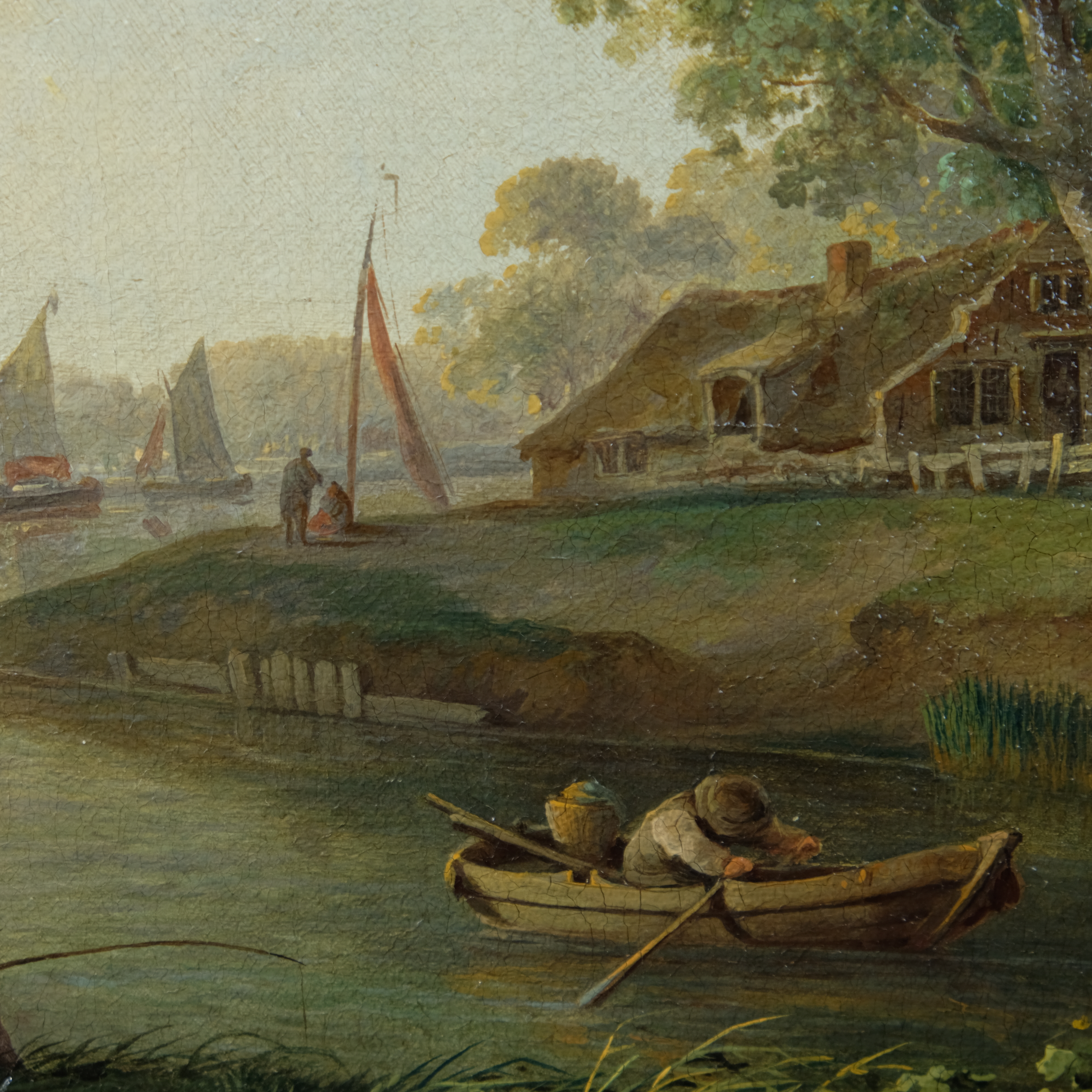 Andries Vermeulen 1763-1814 - Fishing on a summer day. - Oil on canvas - Detail