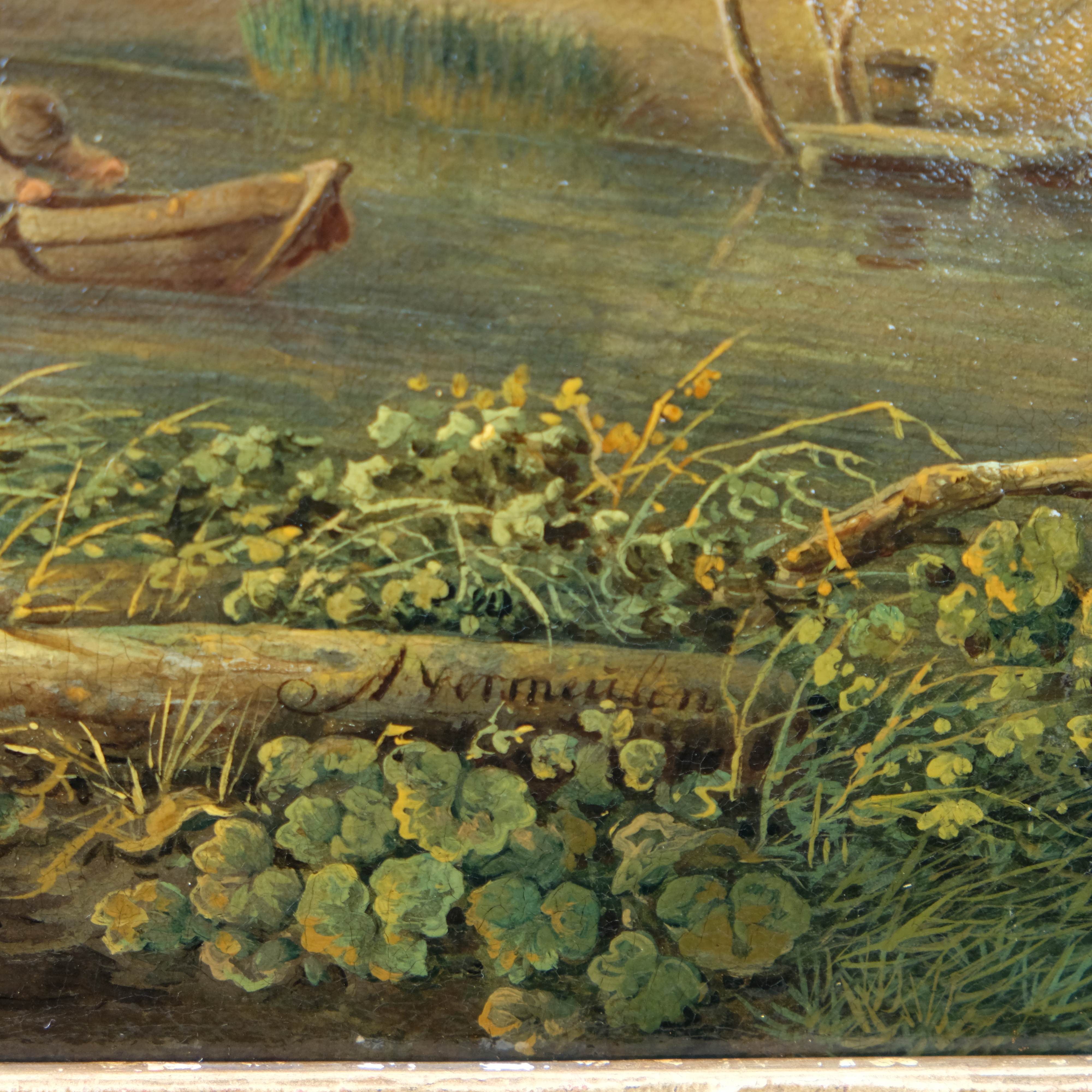 Andries Vermeulen 1763-1814 - Fishing on a summer day. - Oil on canvas - Detail