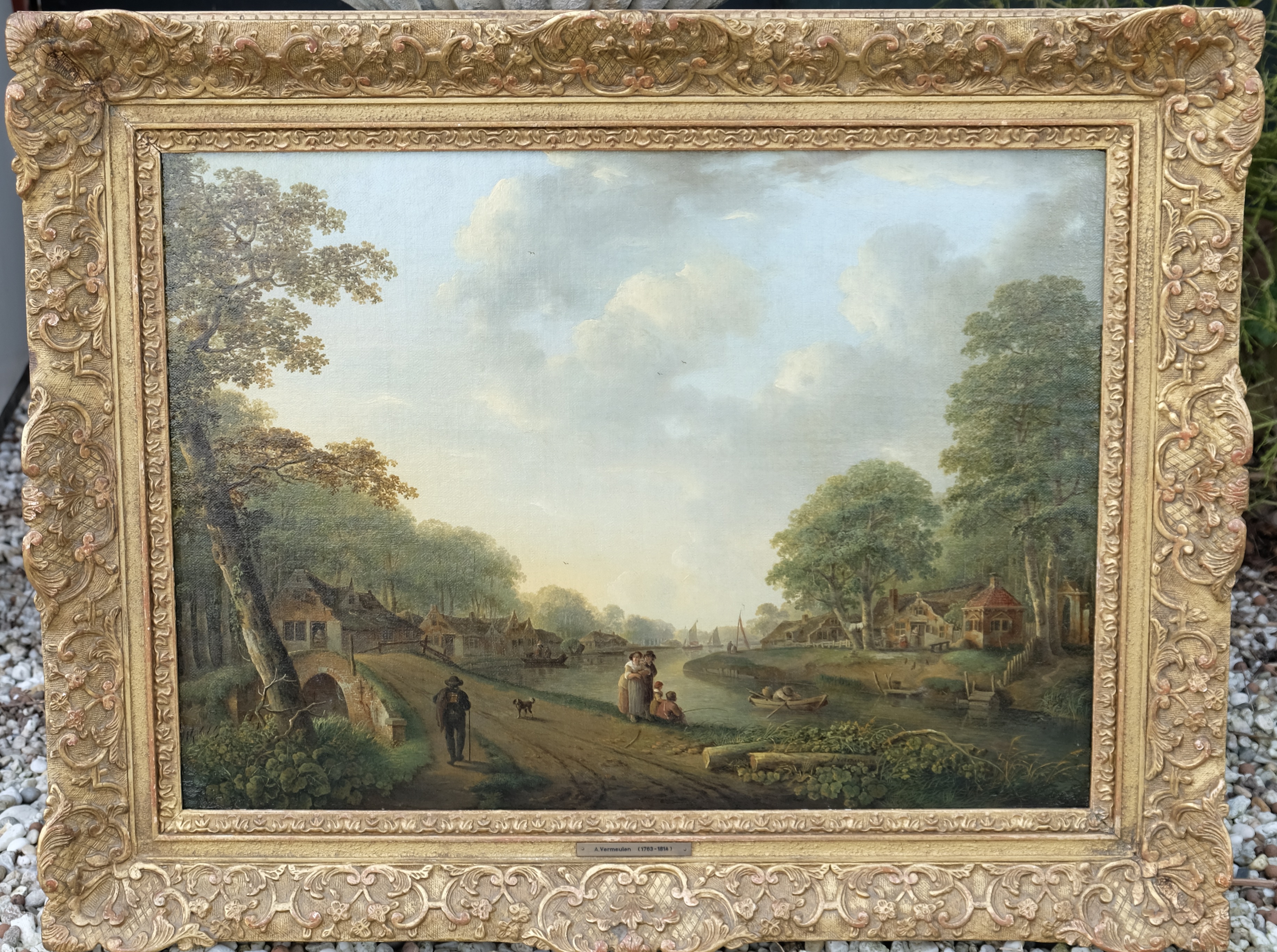 Andries Vermeulen 1763-1814 - Fishing on a summer day. - Oil on canvas