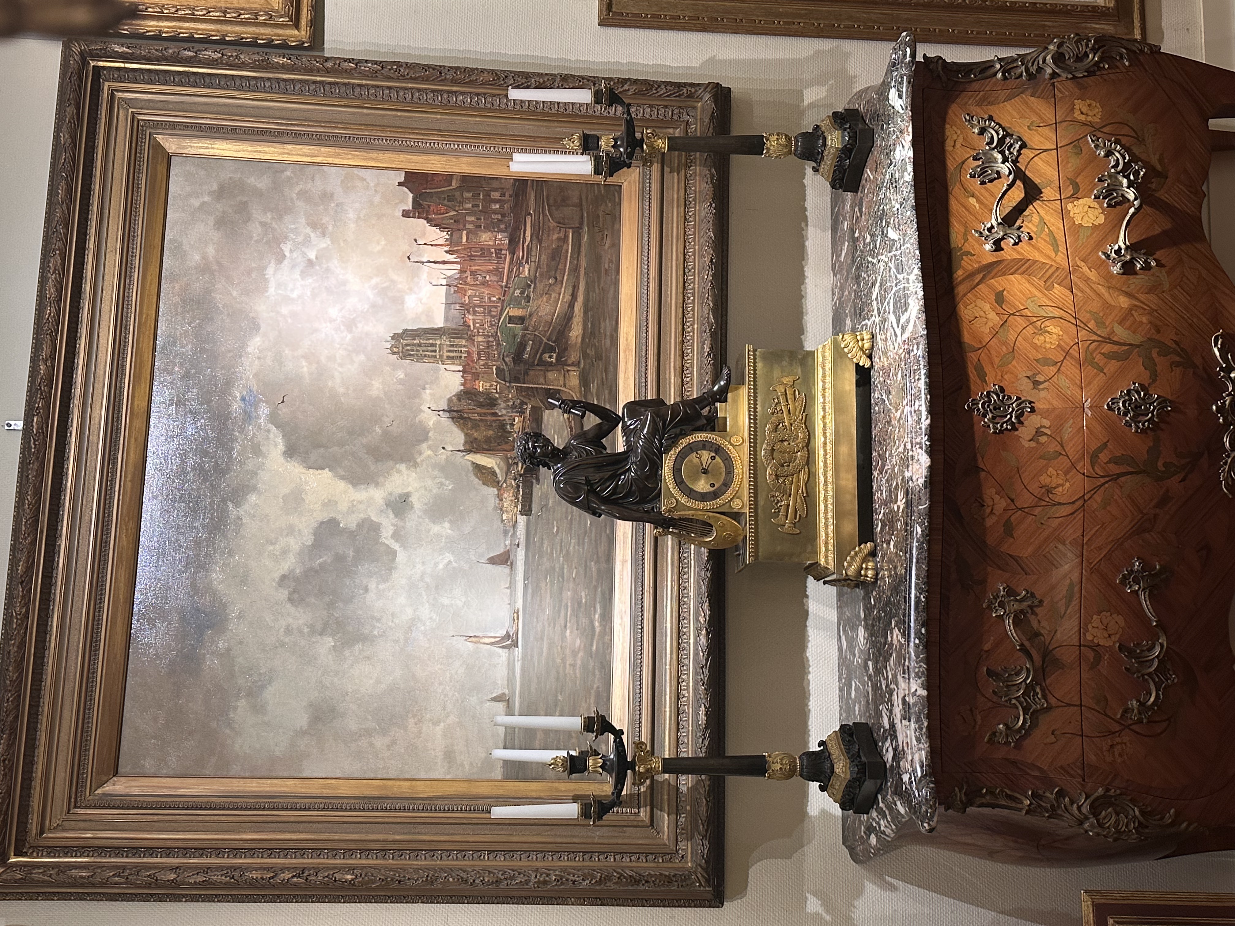 Cees van Waning 1861-1929 - Shipping in front of Dordrecht - oil on canvas