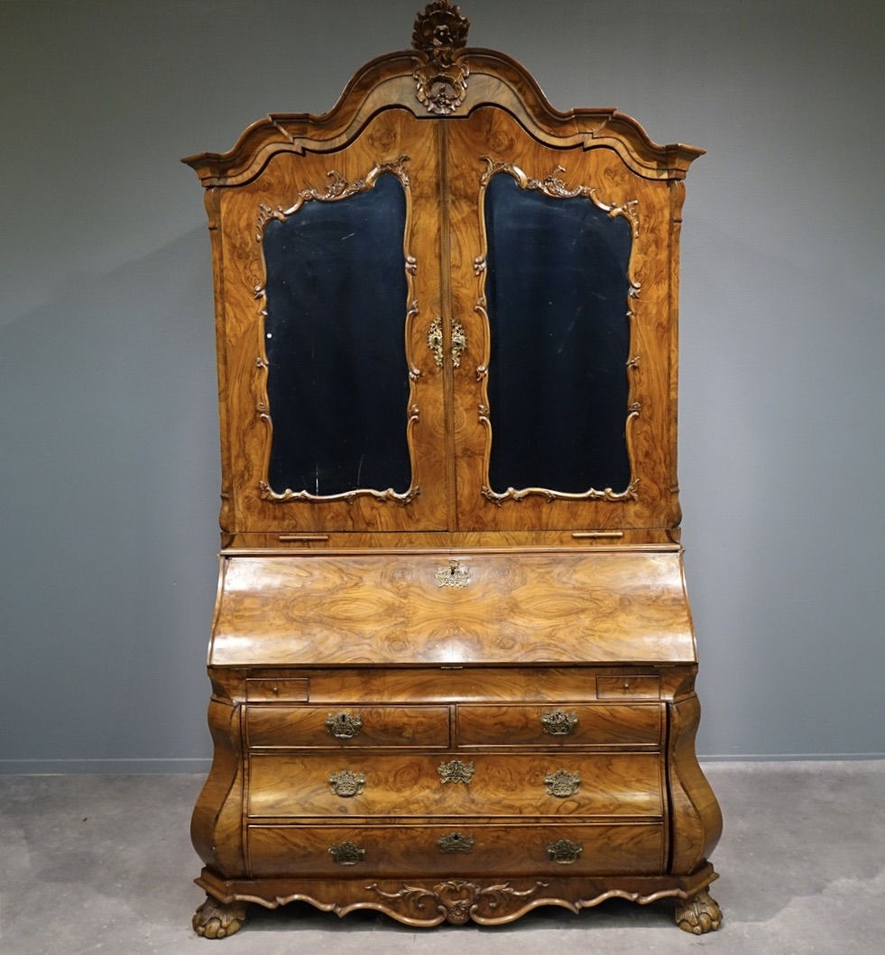 Dutch mirror cabinet bureau 18th C - Detail