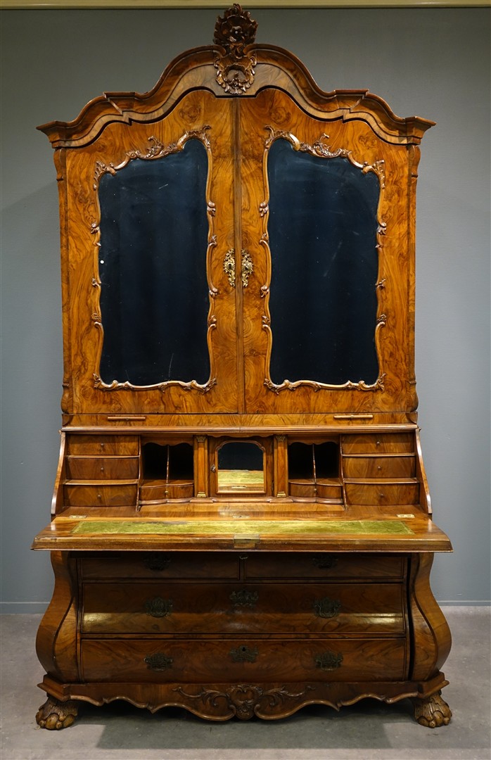 Dutch mirror cabinet bureau 18th C - Detail