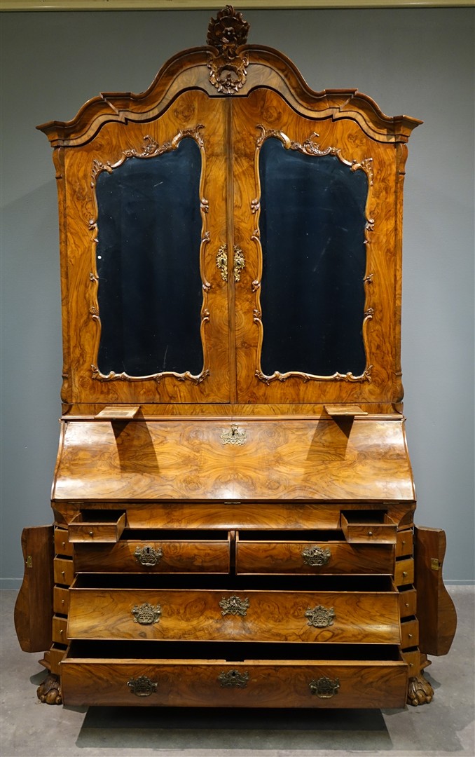 Dutch mirror cabinet bureau 18th C - Detail