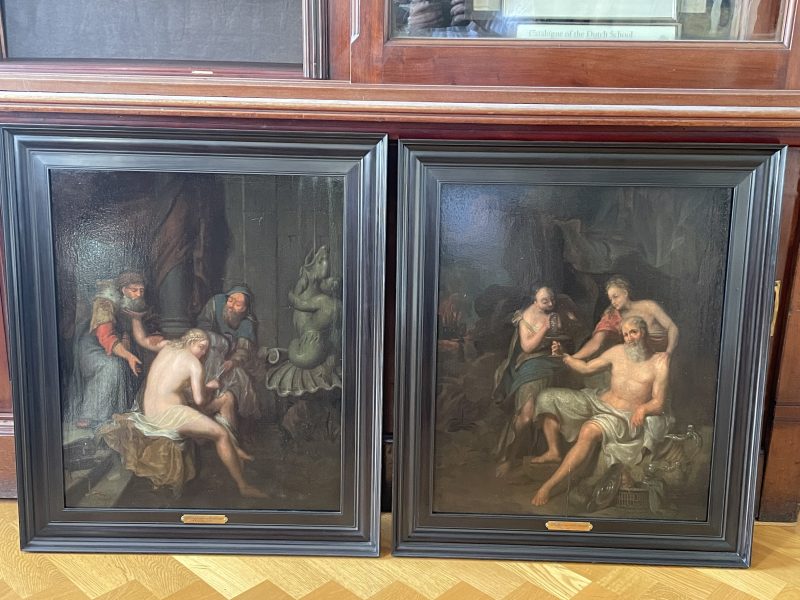 Phillip van Santvoirt  1726 - Lot and his daughters and Susanna and the elders, Oil on panel.