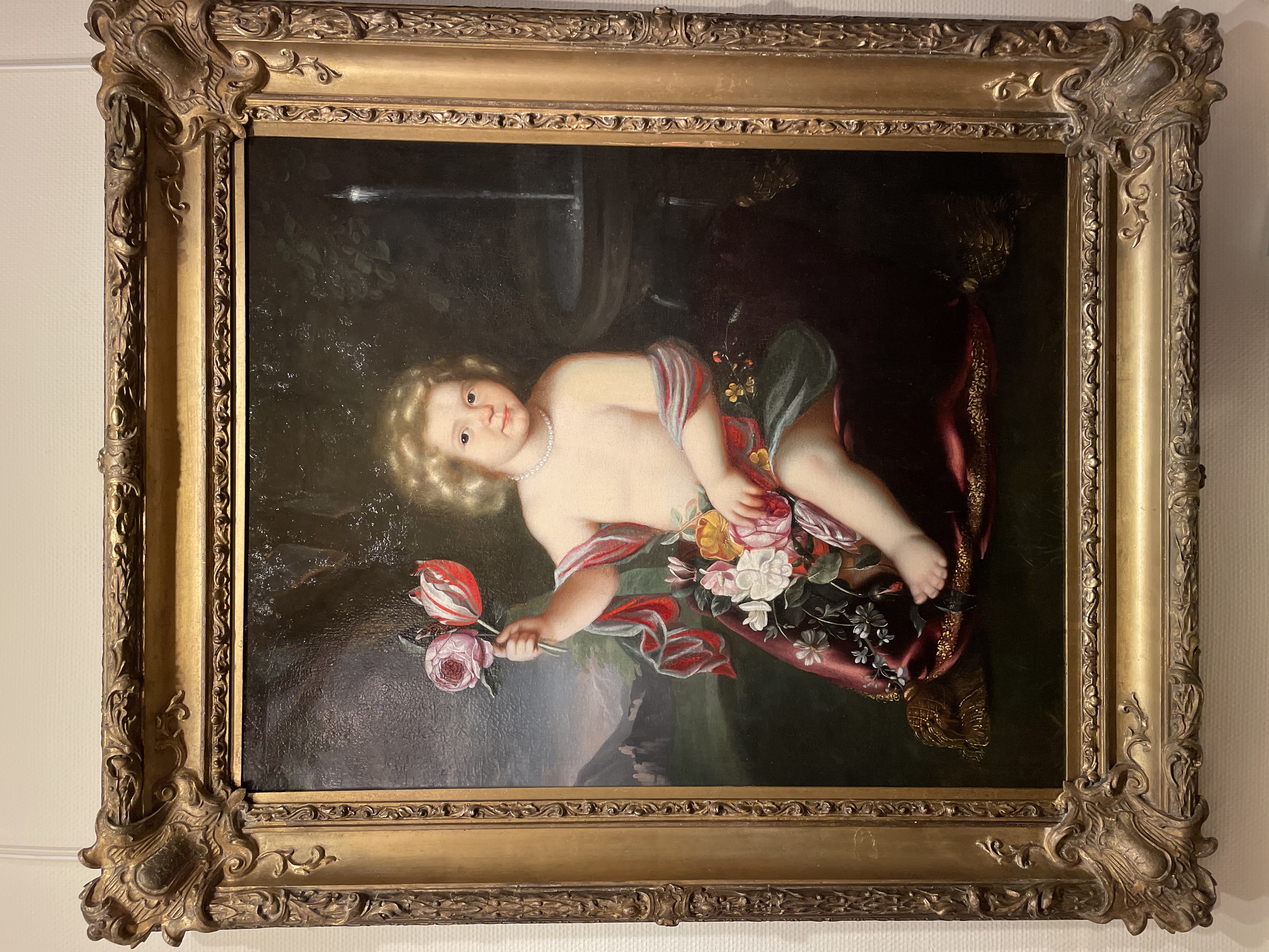 Samuel van Hoogstraten 1627-1678 attr. - Child holding flowers  - oil on canvas