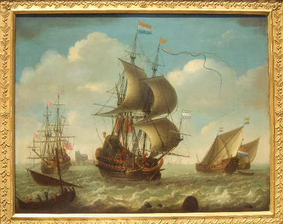 Jeronymus van Diest II 1631-1677  - A flagship and state yacht - oil on canvas