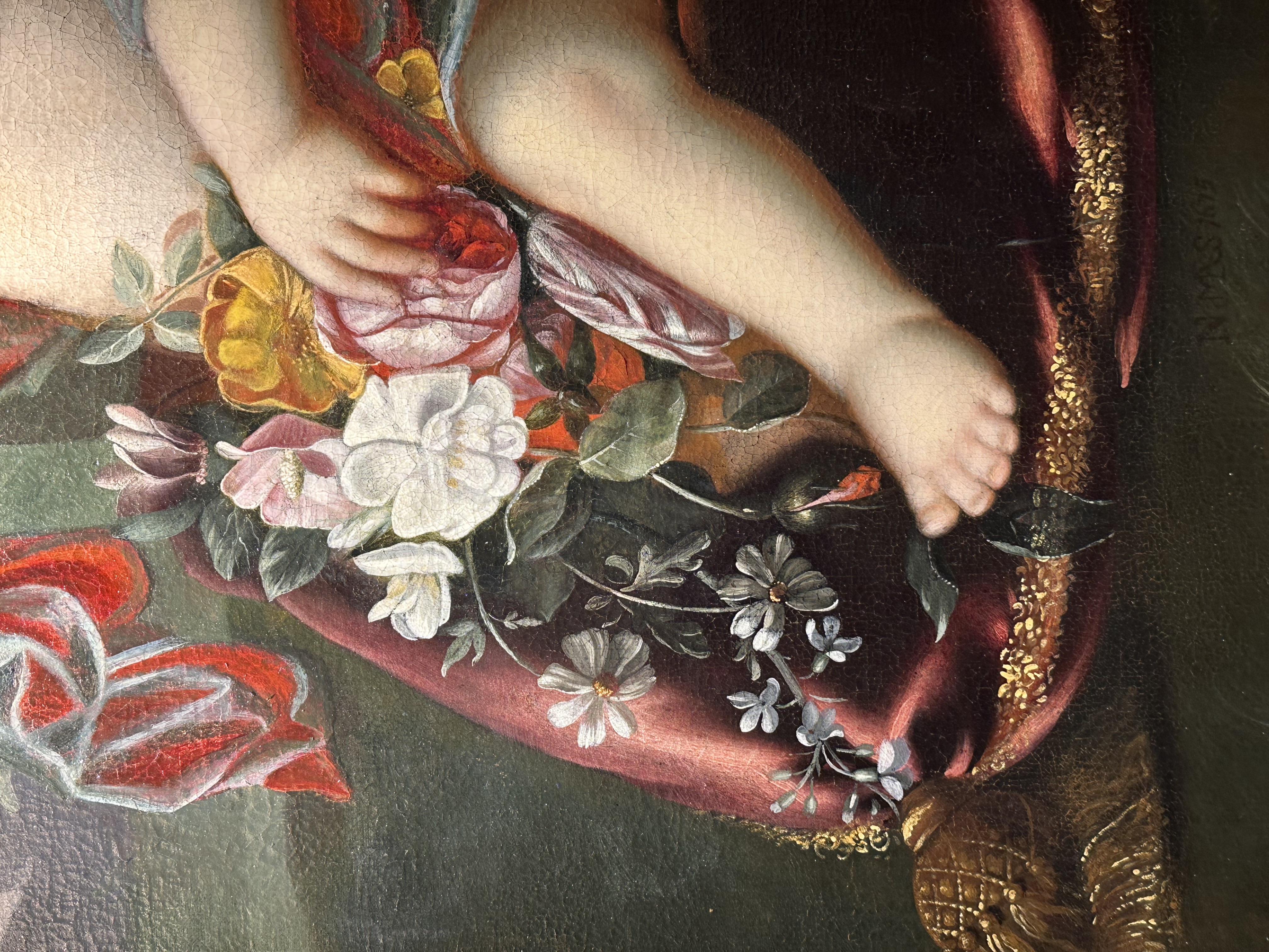 Samuel van Hoogstraten 1627-1678 attr. - Child holding flowers  - oil on canvas - Detail