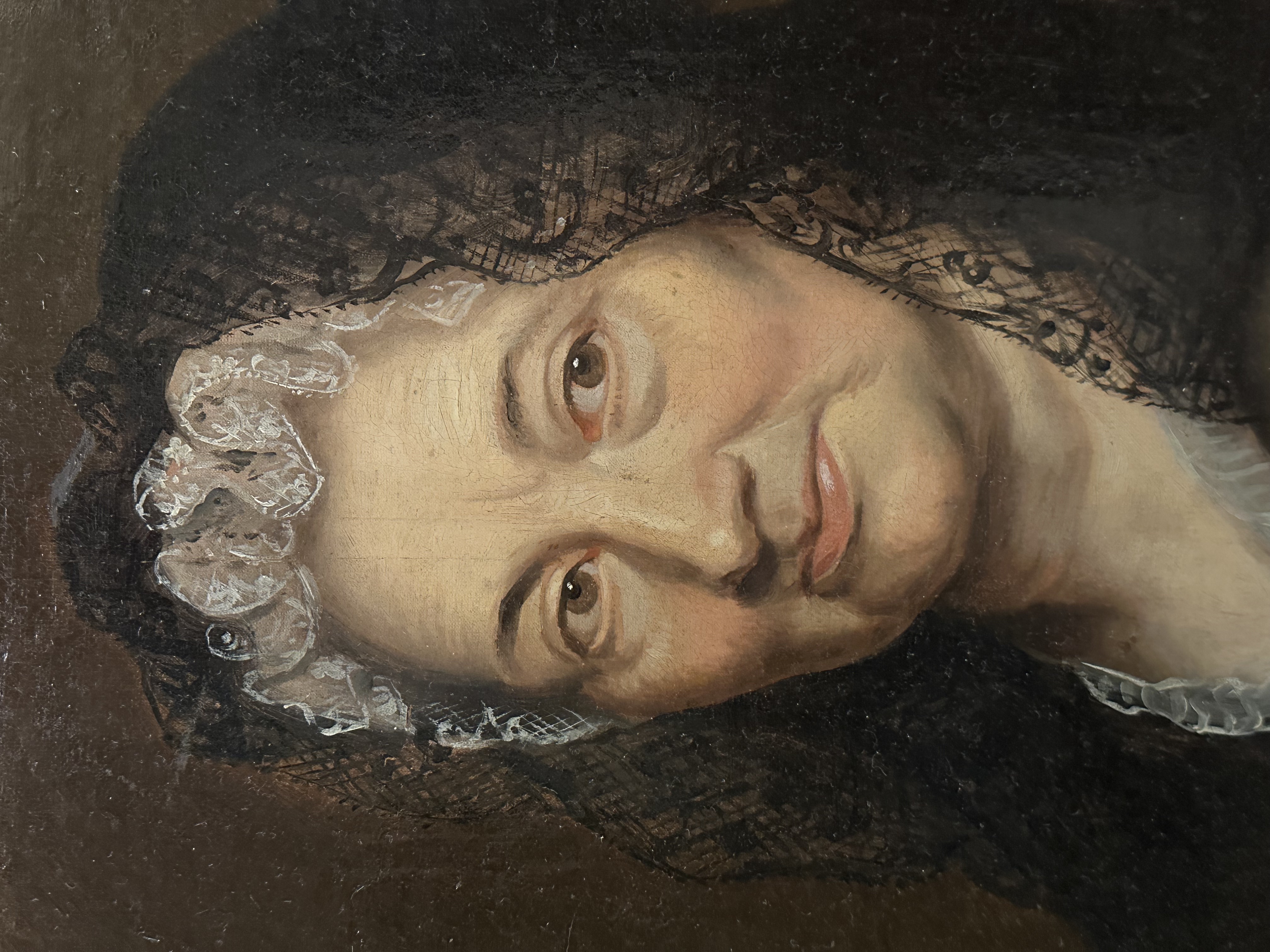 Pair oval portraits Dutch 18th century - pair antique portraits oval shaped nicely framed - oil on canvas - Detail