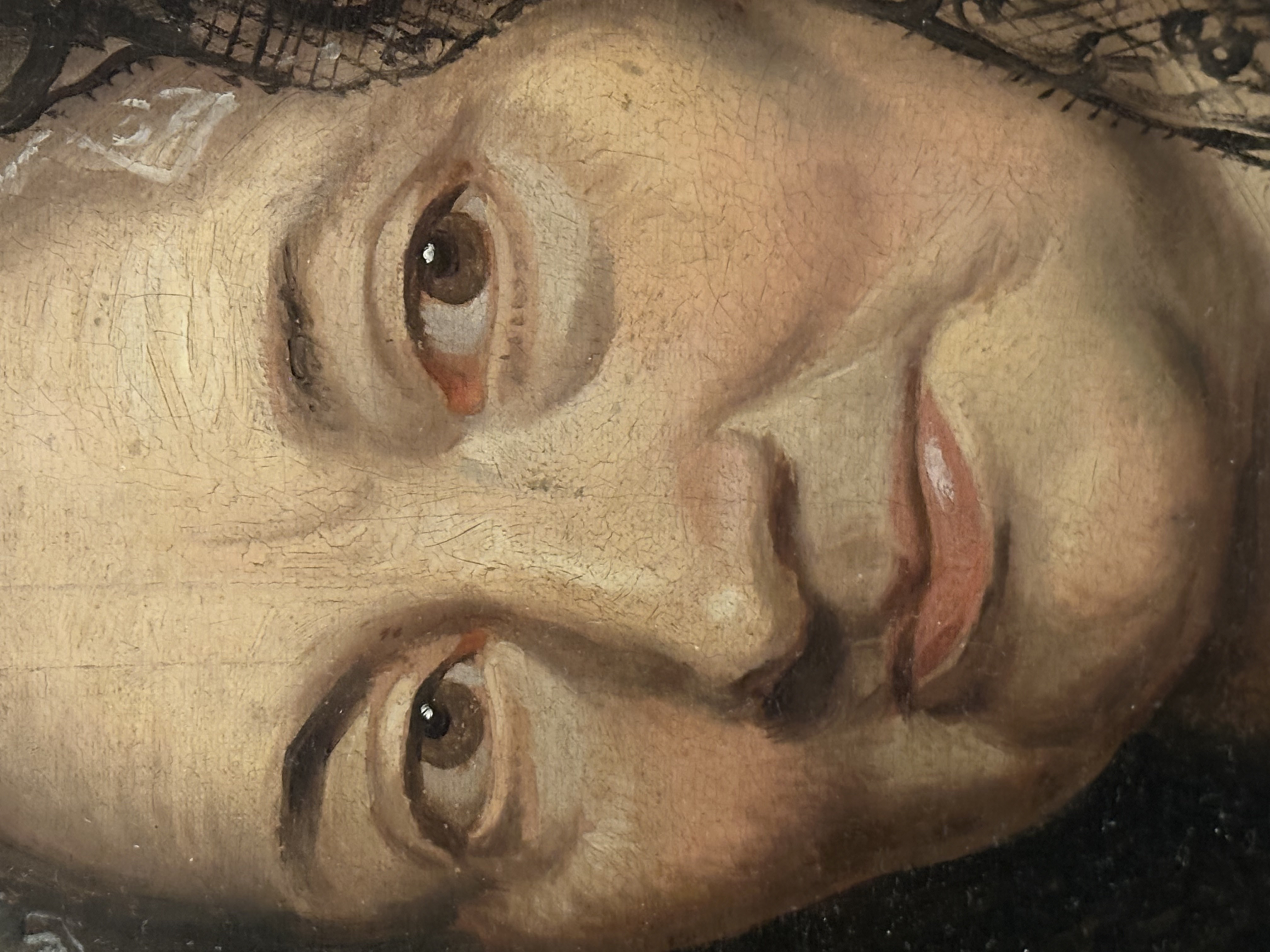 Pair oval portraits Dutch 18th century - pair antique portraits oval shaped nicely framed - oil on canvas - Detail