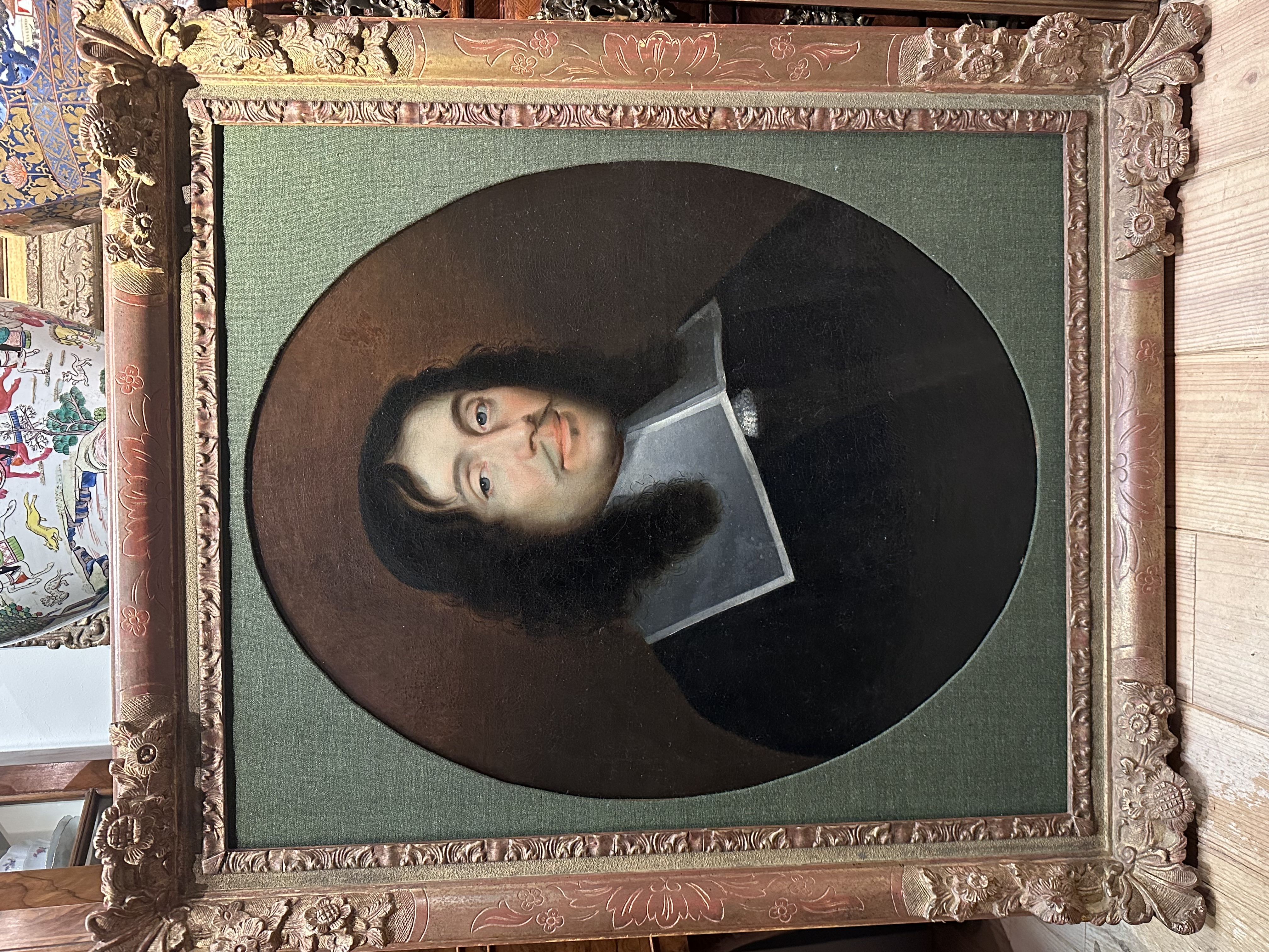 Portraits Dutch 19th century - pair antique portraits oval shaped nicely framed - oil on canvas - Detail