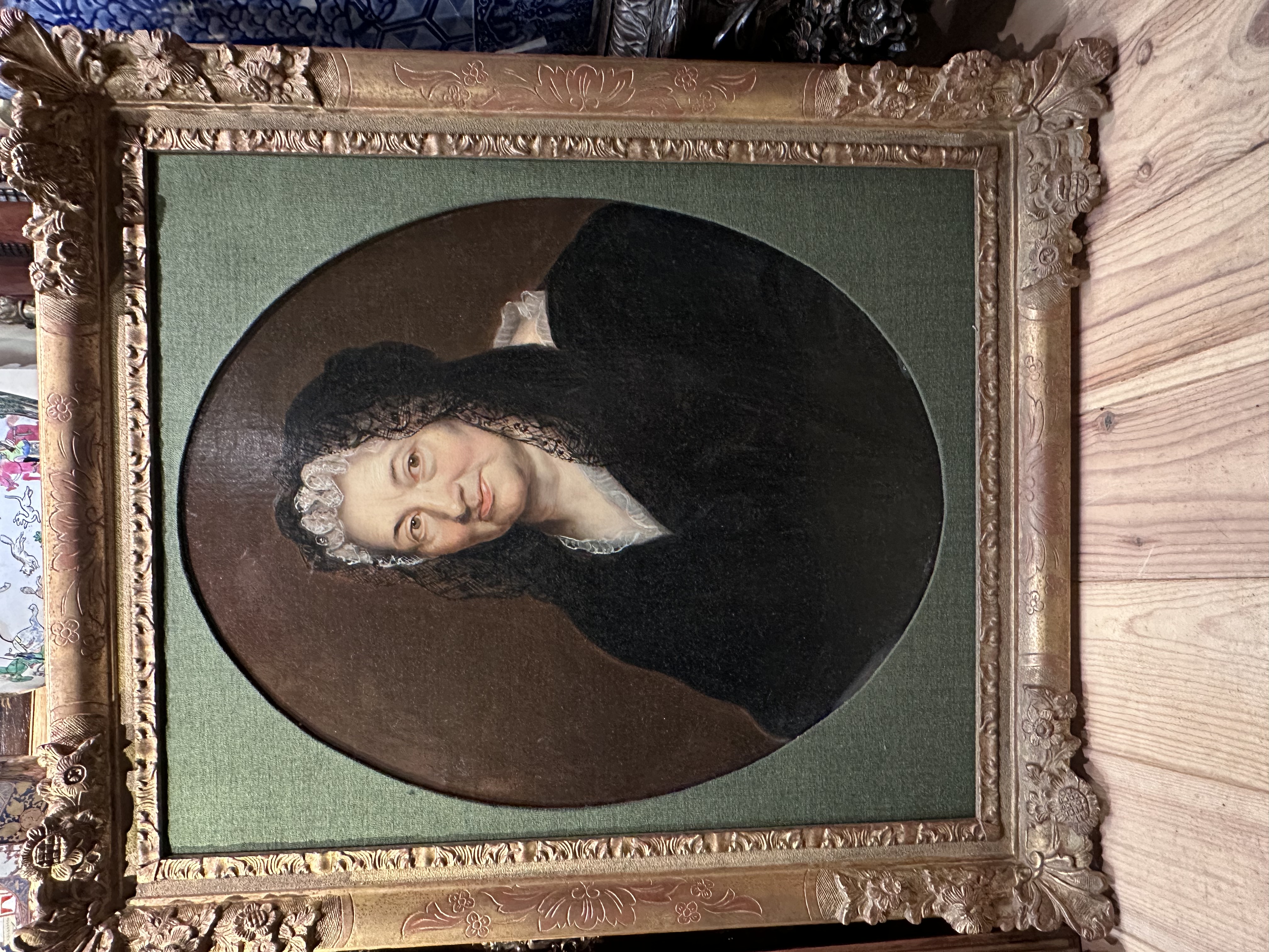 Portraits Dutch 19th century - pair antique portraits oval shaped nicely framed - oil on canvas - Detail