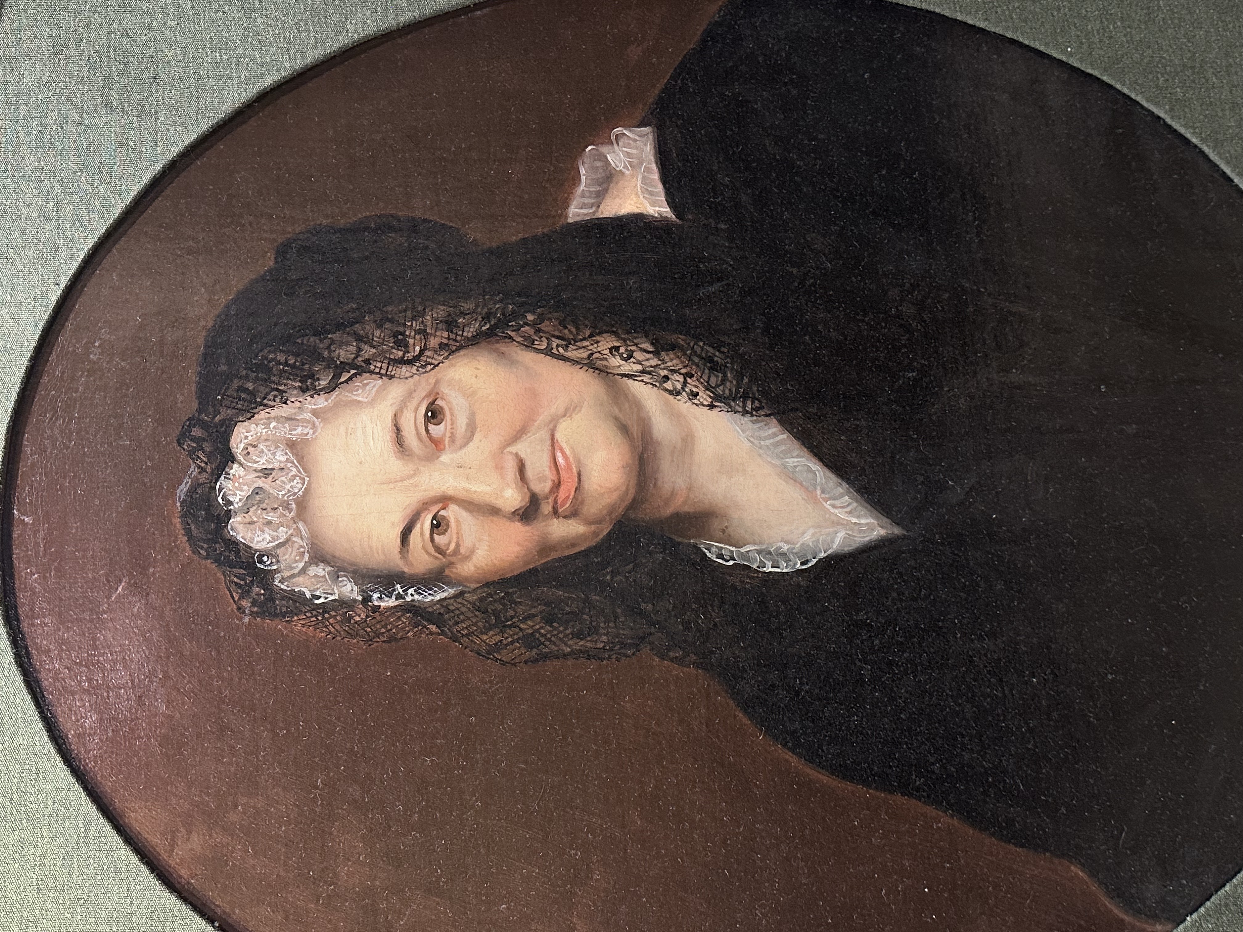 Portraits Dutch 19th century - pair antique portraits oval shaped nicely framed - oil on canvas - Detail