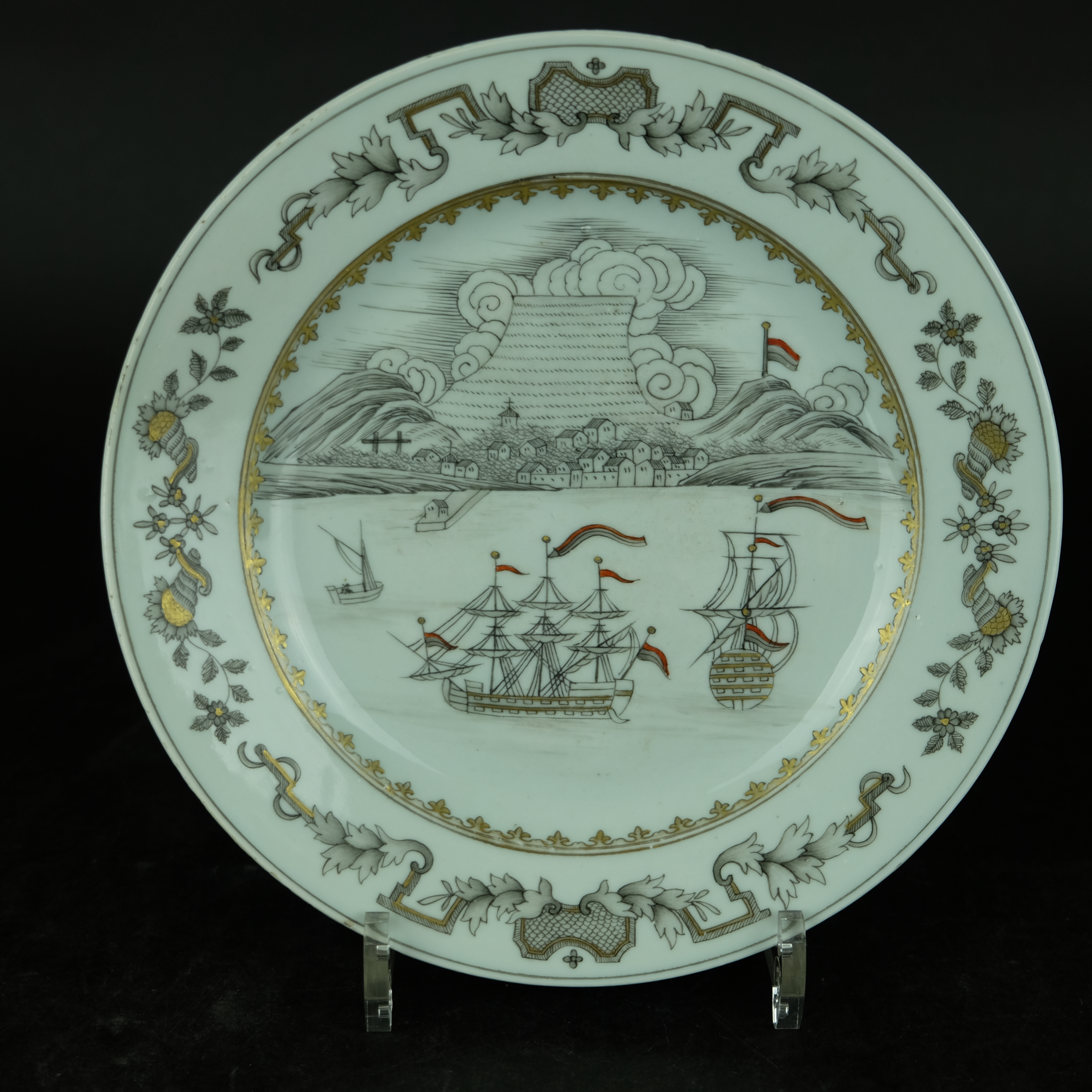Unusual 'Cape of Good Hope" plate, chinese export ca 1740