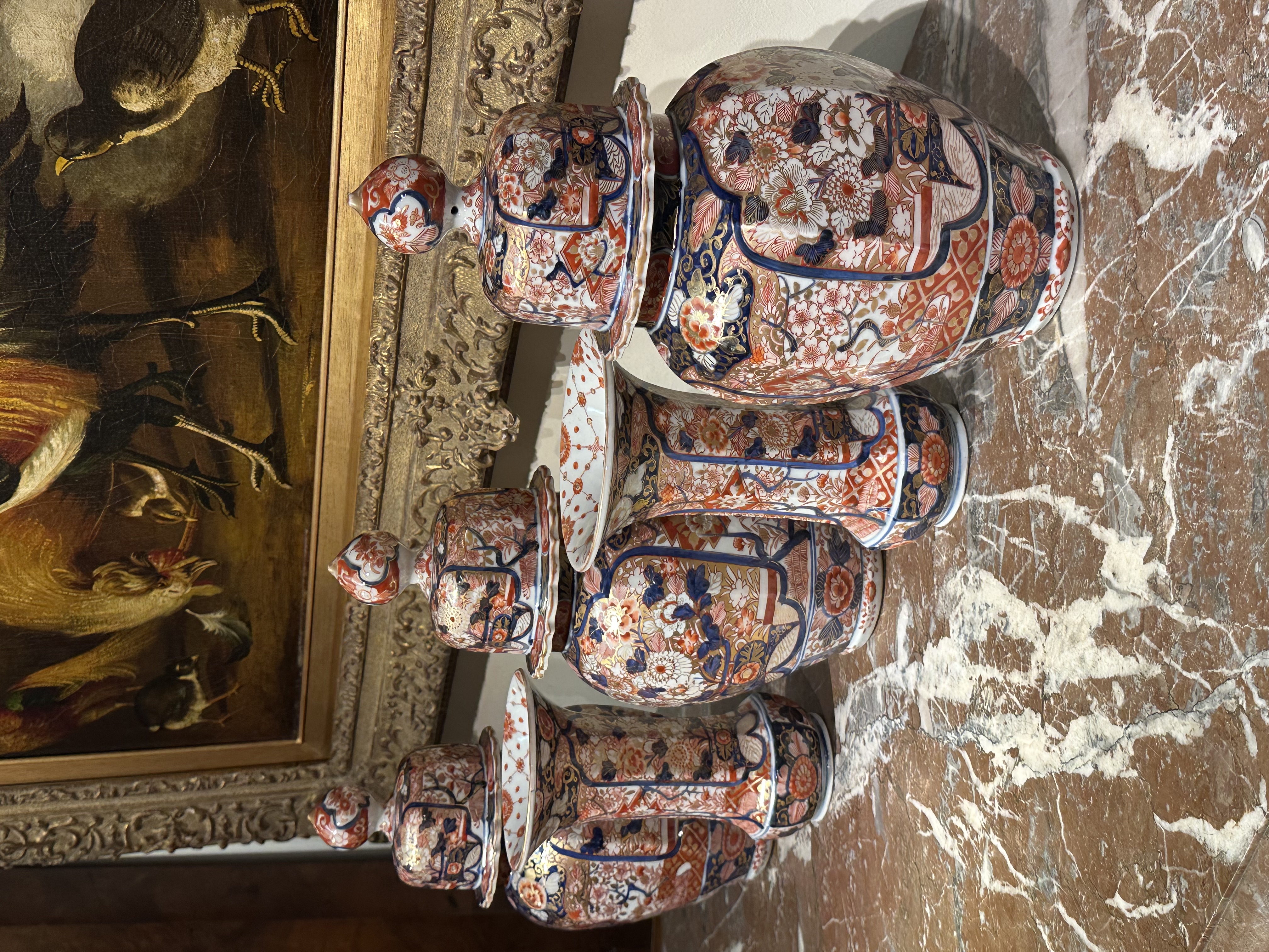 Japanese Imari Garniture of 5 vases