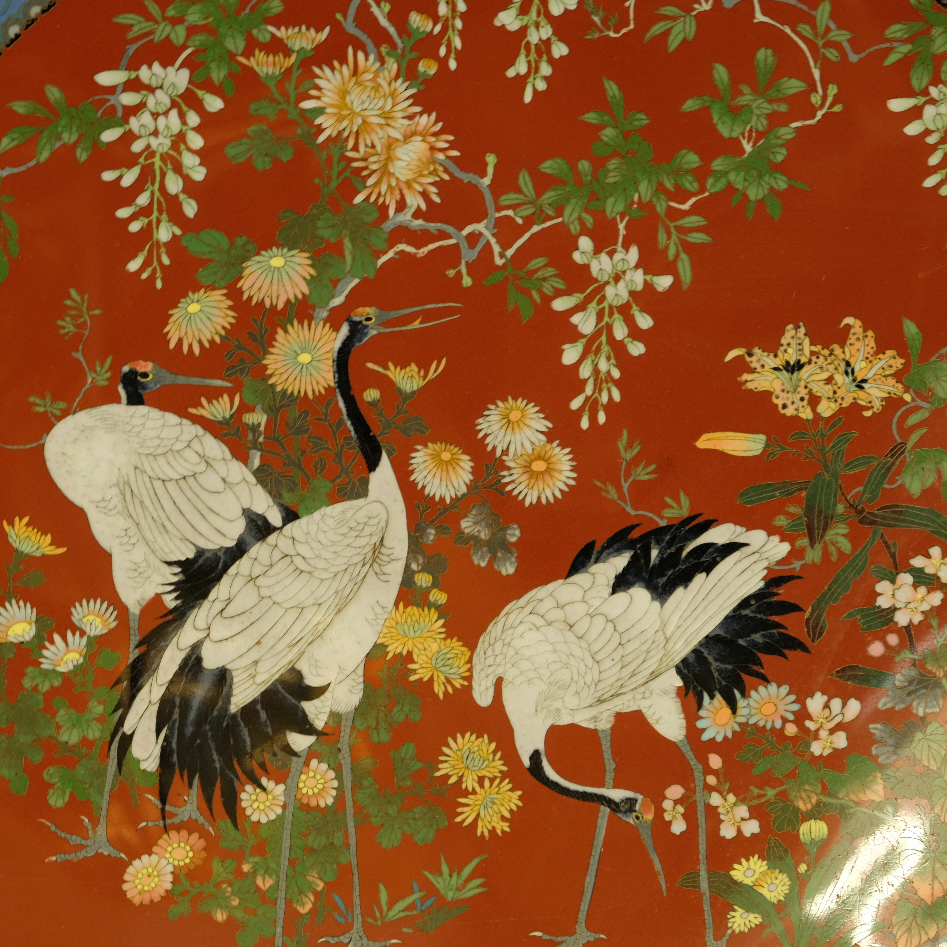Very Large Cloisonné Charger Japanese Meiji Period 67cm - Detail