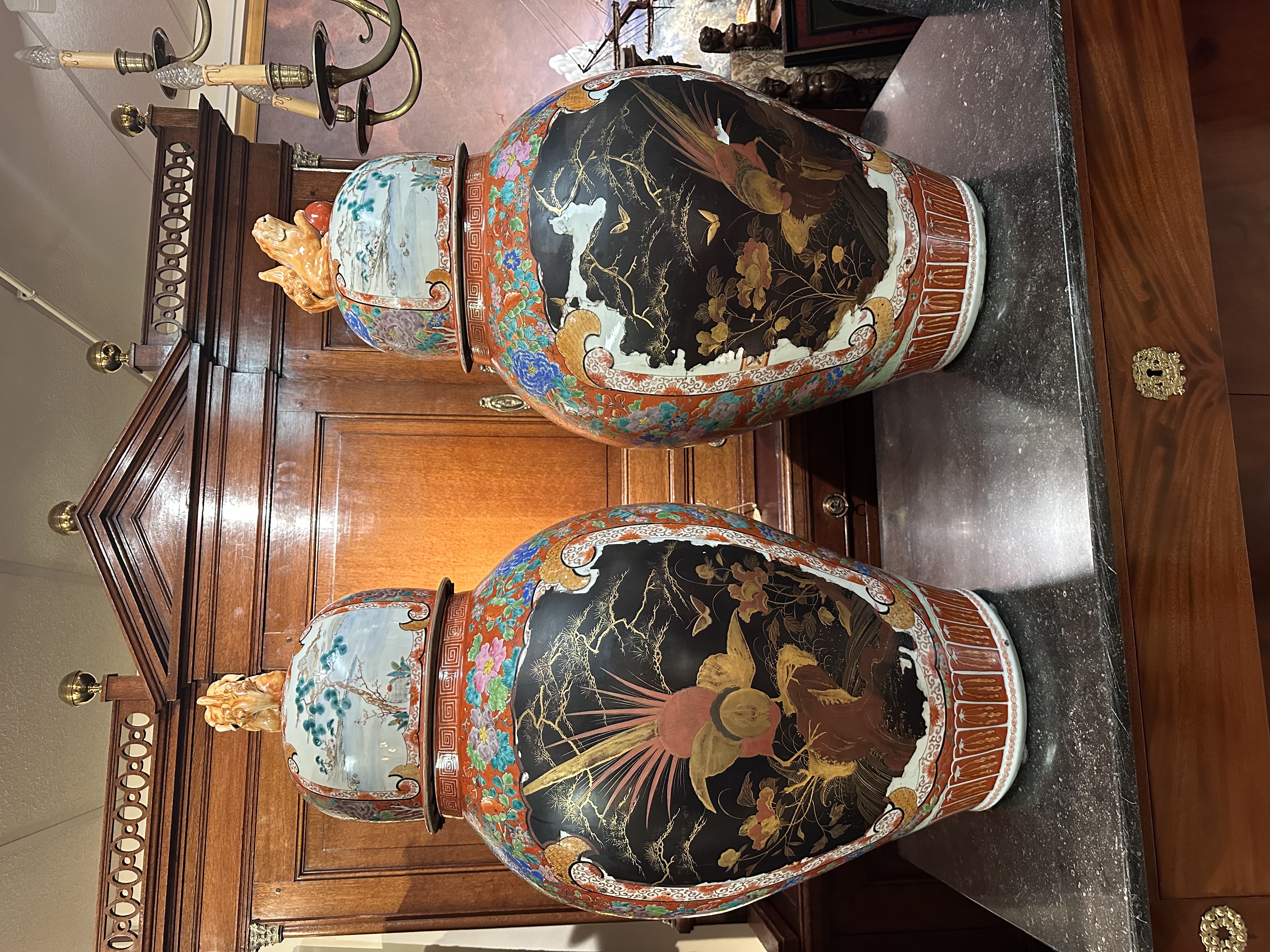 Huge pair of 19th century Japanese vases. - Detail