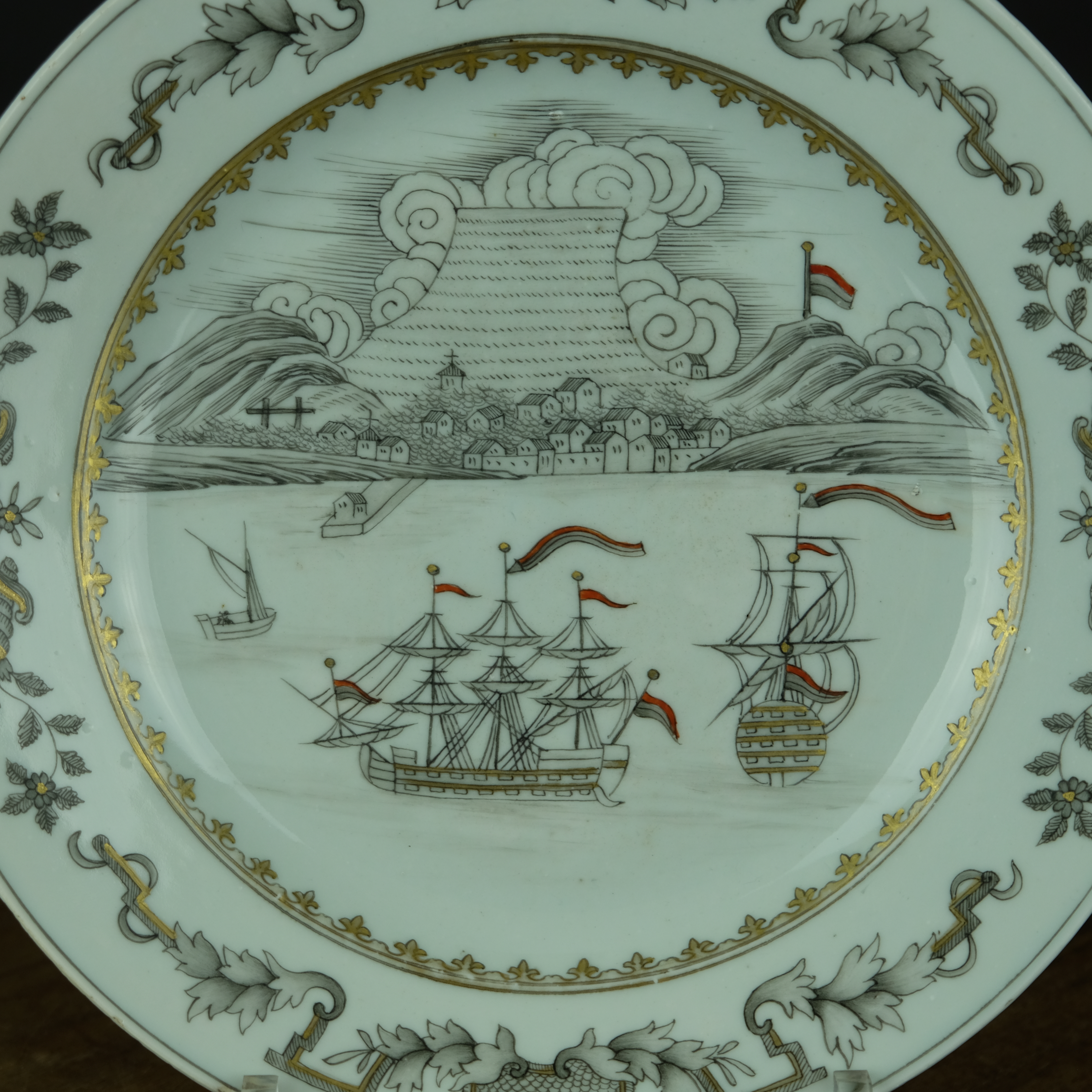 Unusual 'Cape of Good Hope" plate, chinese export ca 1740 - Detail