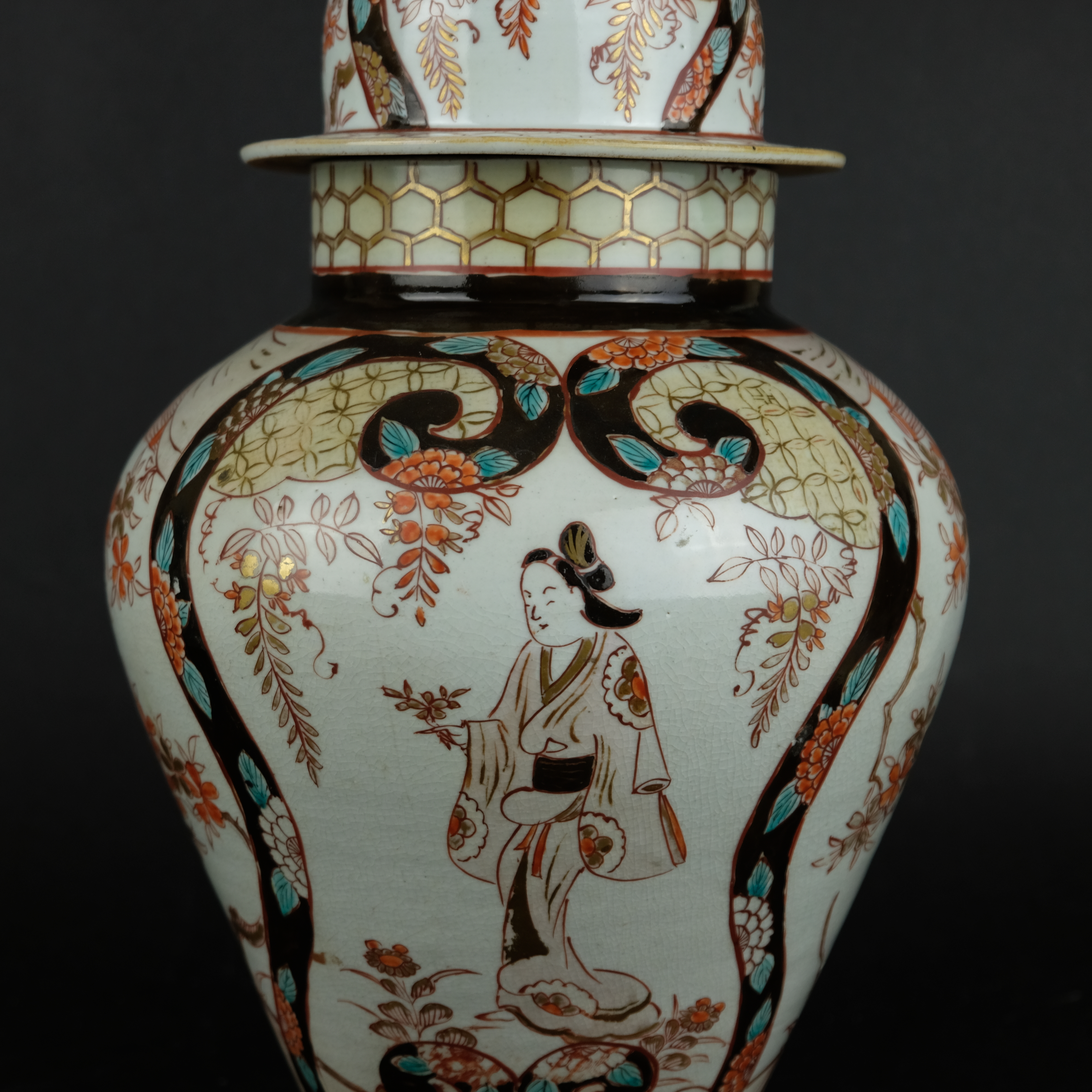 Early Imari / Arita japanese vase 5-color with ladies Edo early 18th Century - Detail
