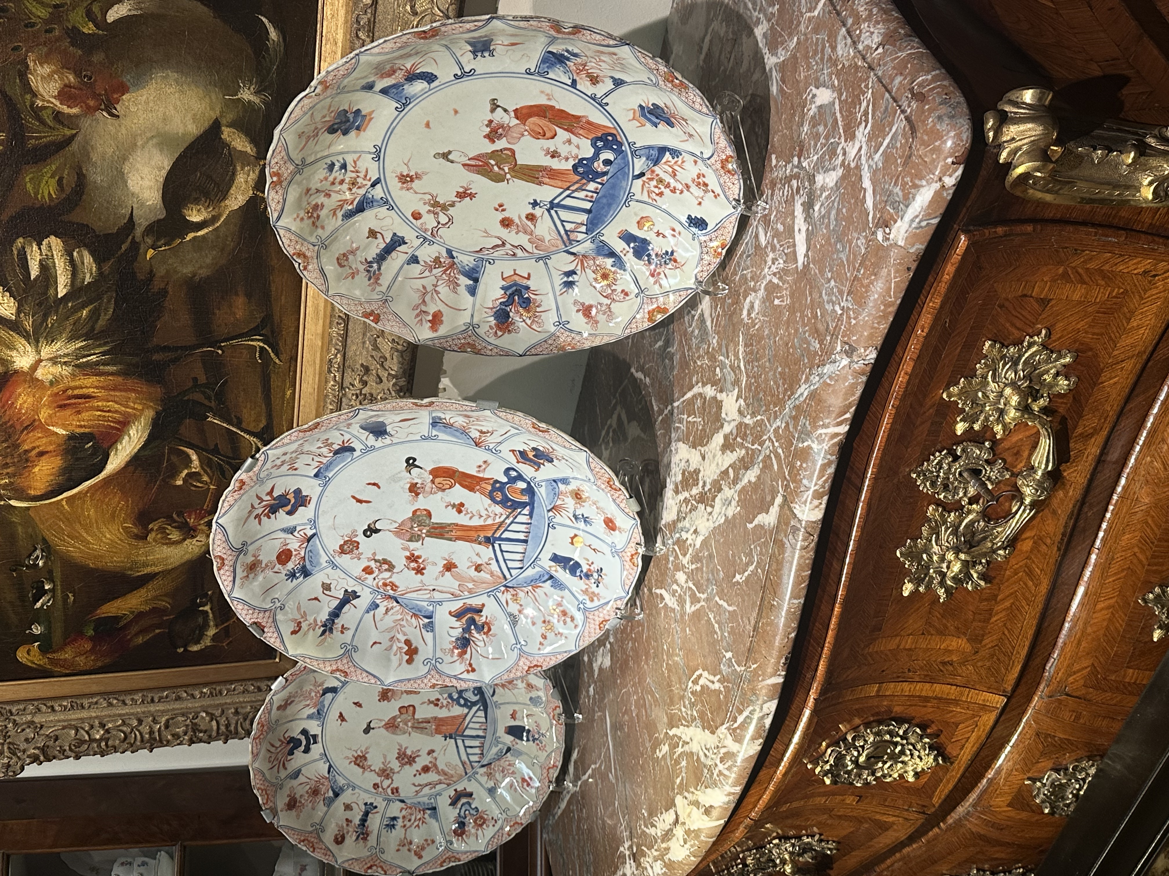 3 large chinese plates ladies decor Kangxi circa 1700 - Detail