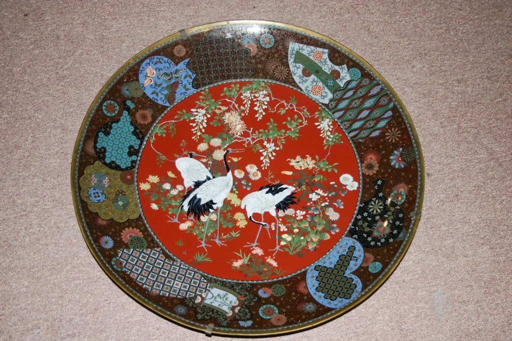Very Large Cloisonné Charger Japanese Meiji Period 67cm